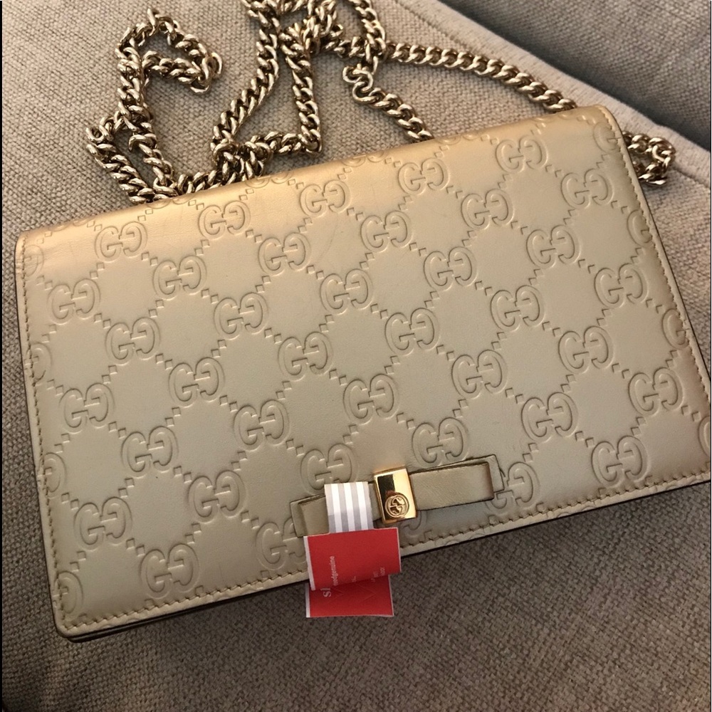 Gold Guccissima Signature Mini Wallet on Chain Bag